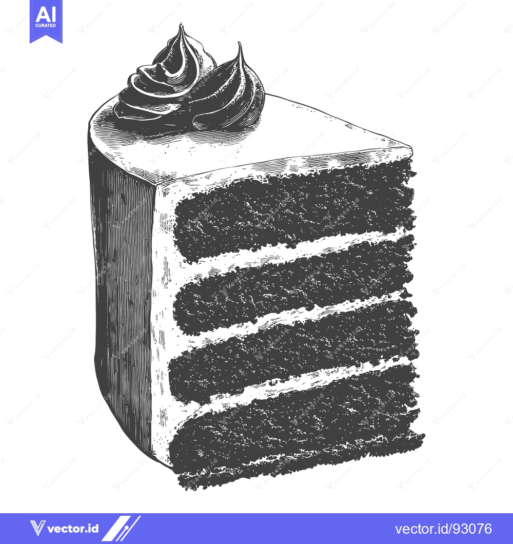 Premium Vector of A detailed graphic illustration of a slice of layered cake