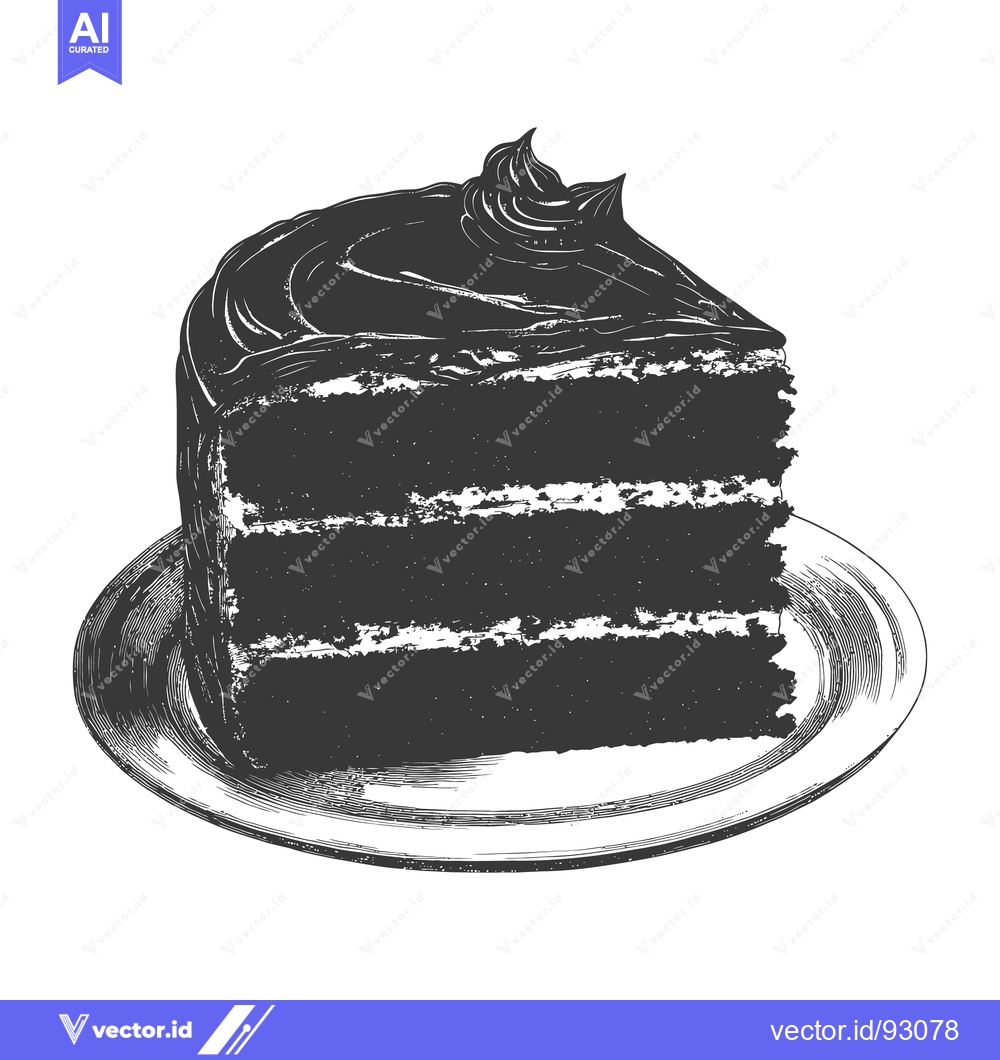 Premium Vector dari A delicious slice of layered chocolate cake on a plate