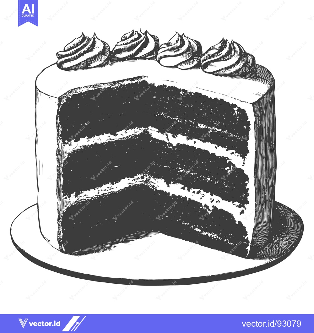 Premium Vector dari A layered cake with frosting and a portion cut away