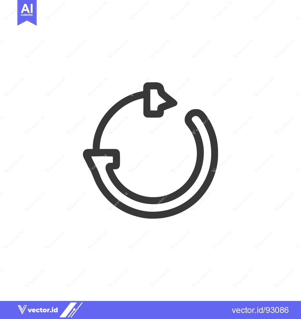 Premium Vector dari Circular Arrow Icon: Simple Black Outline on White Background, Rotatio