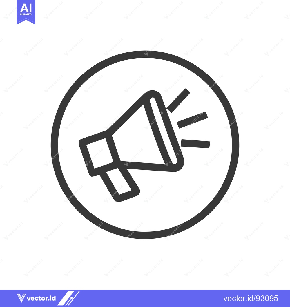 Premium Vector of Loudspeaker Icon in Circle, Bold Outline, Communication Symbol