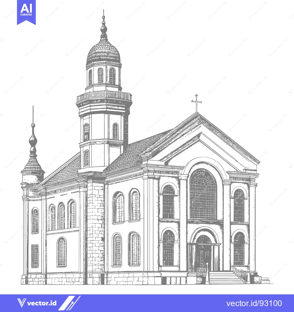 Premium Vector dari A detailed architectural illustration depicting a church structure fro