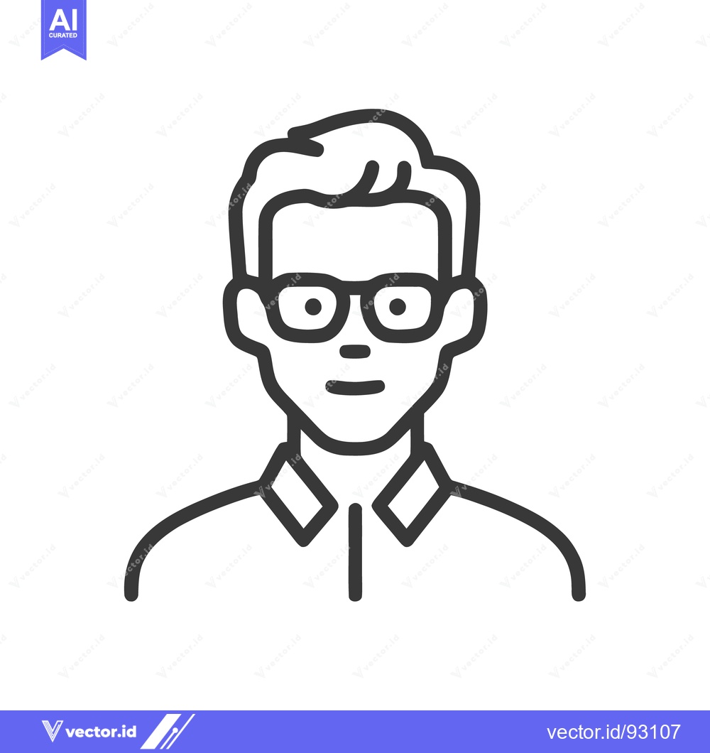 Premium Vector dari Minimalist Icon of a Man with Glasses and Collared Shirt