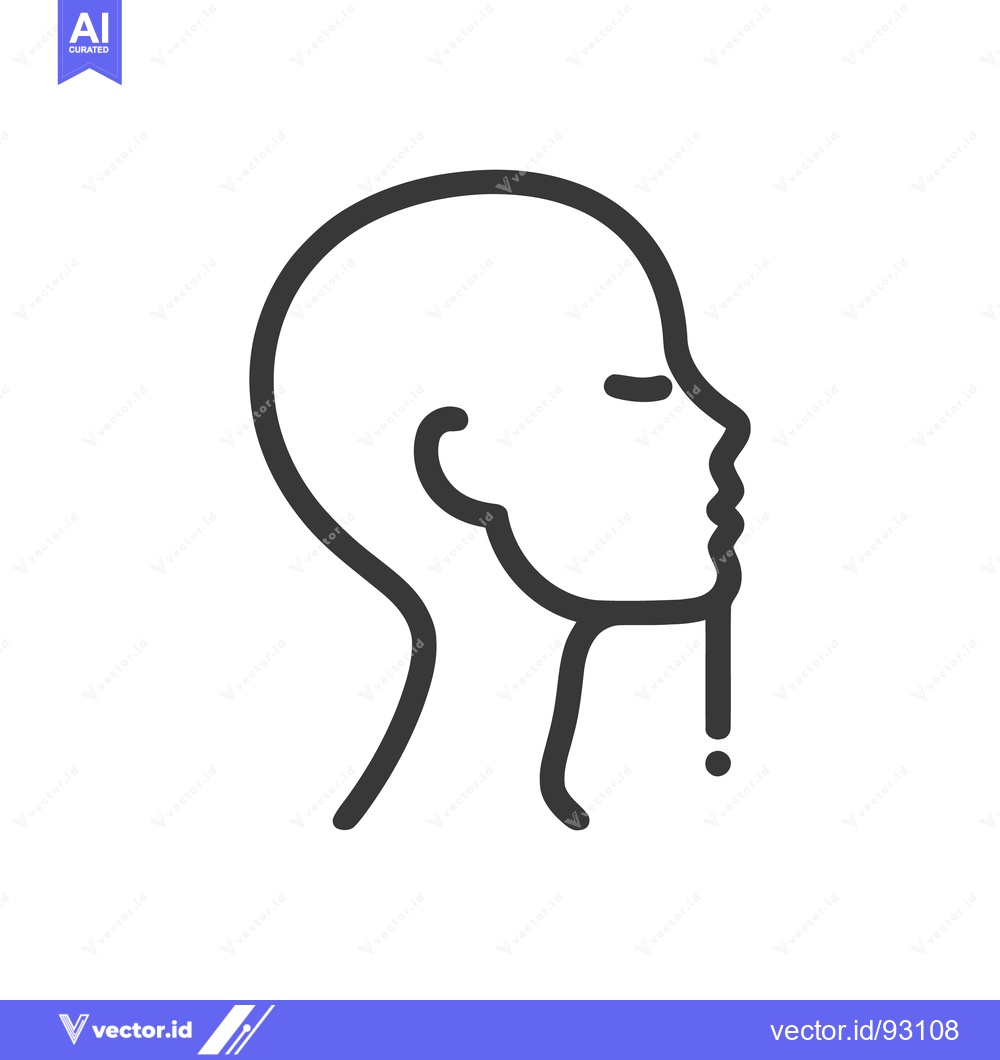 Premium Vector dari Minimalist Head Icon with Droplet, Profile View, Black Outline