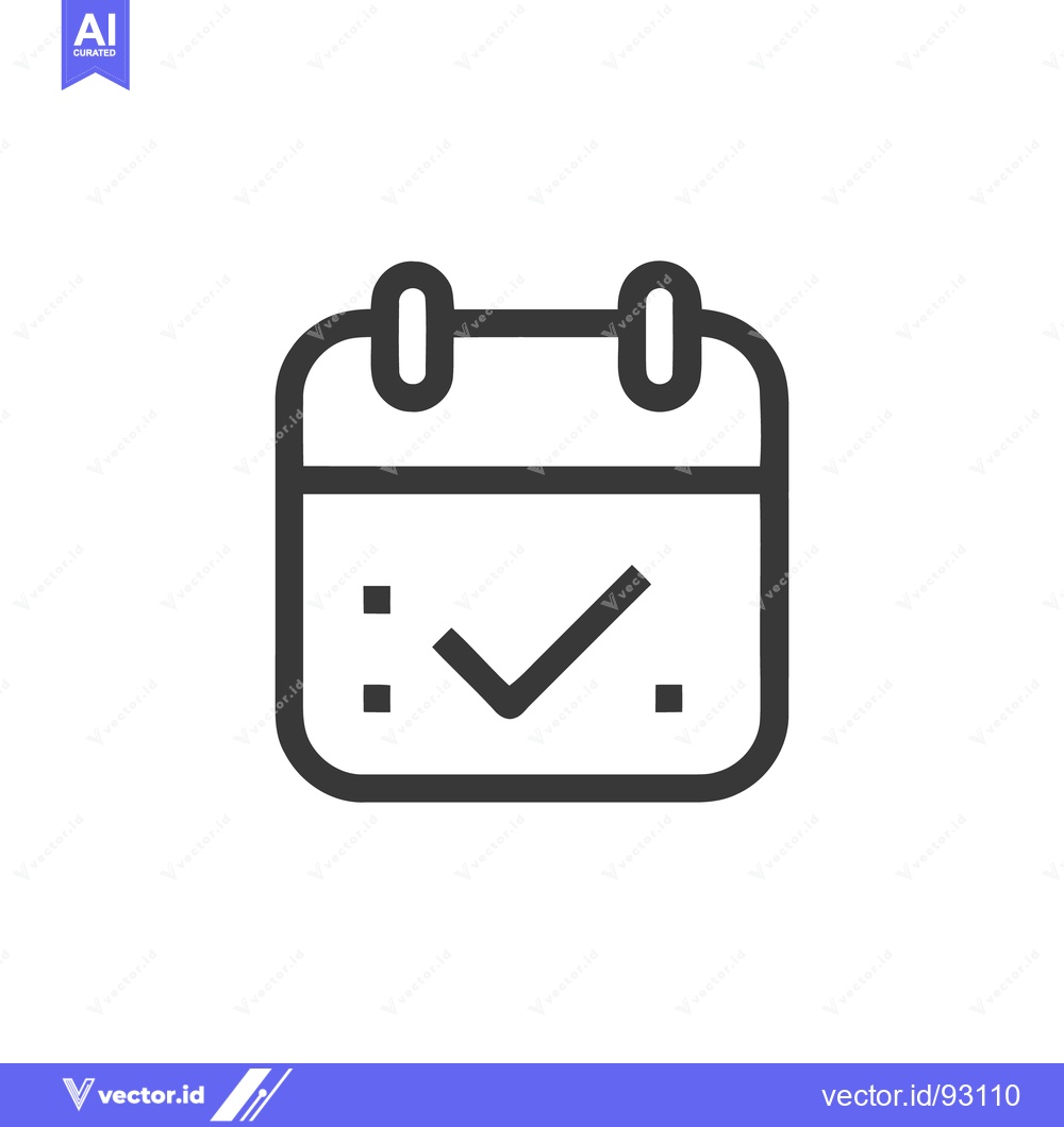 Premium Vector dari Minimalist Calendar Icon with Checkmark, Rounded Corners, Dark Gray on