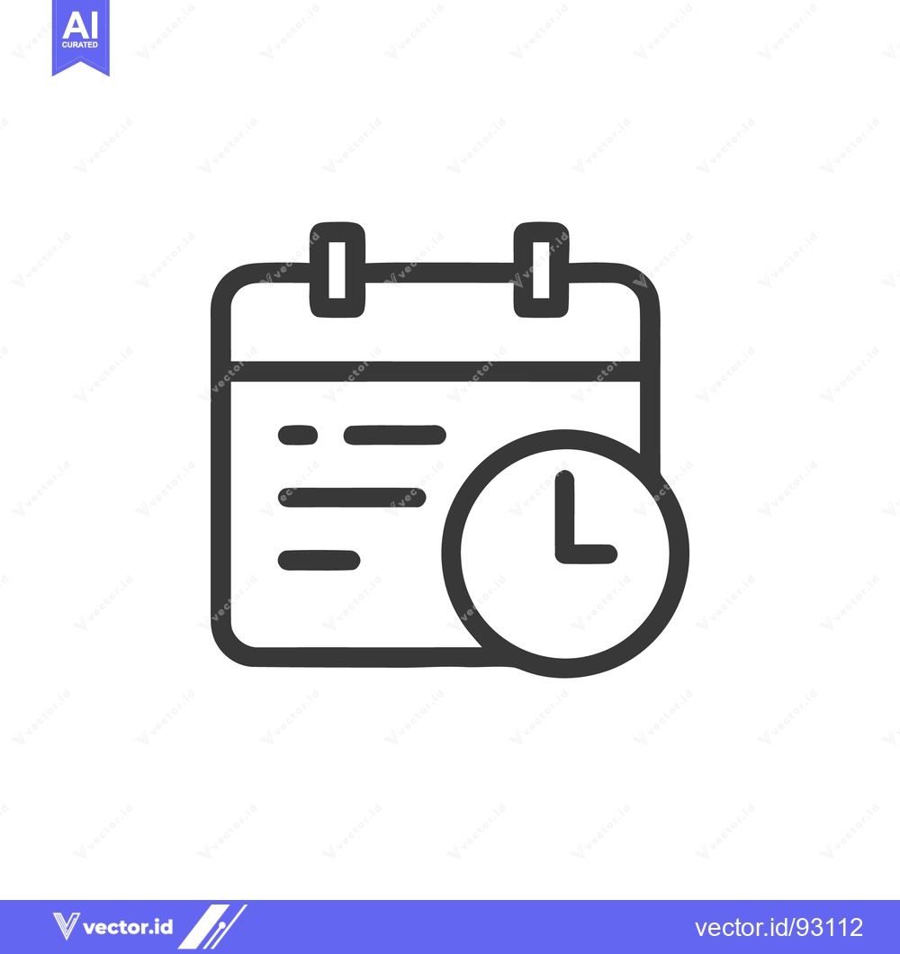 Premium Vector dari Minimalist Calendar Icon with Clock Symbol for Time Management and Sch