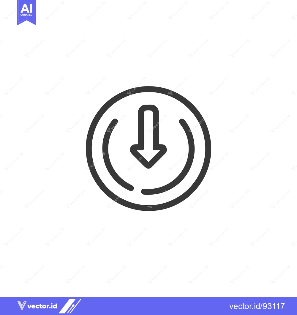 Premium Vector of Download Icon: Simple Arrow Inside Circle, Modern Line Art Style