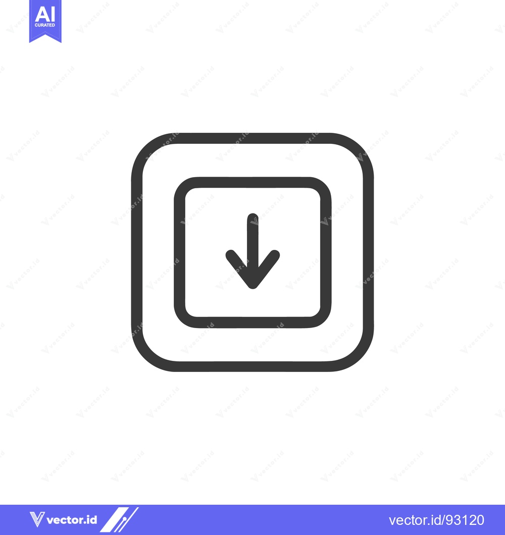 Premium Vector of Minimalist Download Icon: Bold Outline, Rounded Square, Arrow Down