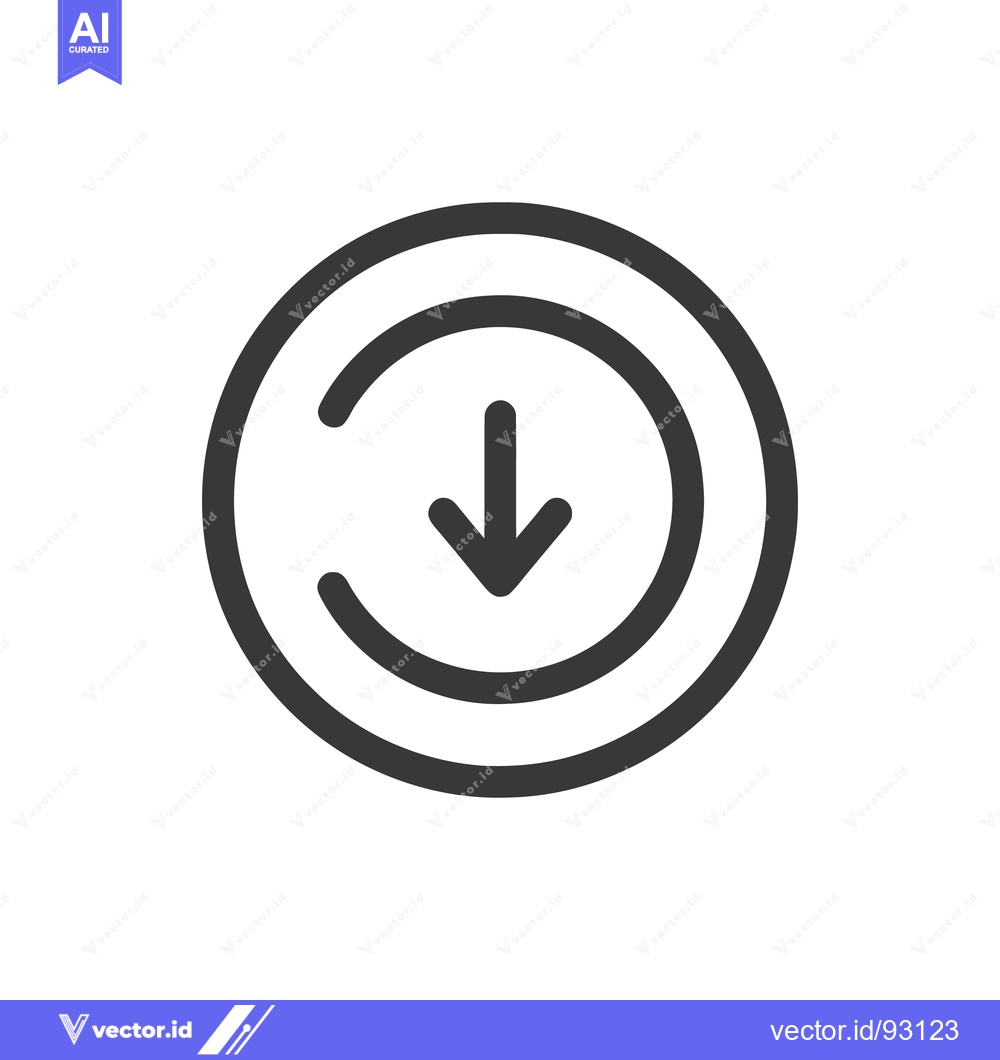 Premium Vector dari Download Icon: Arrow Pointing Downward within Circular Path, Minimalis