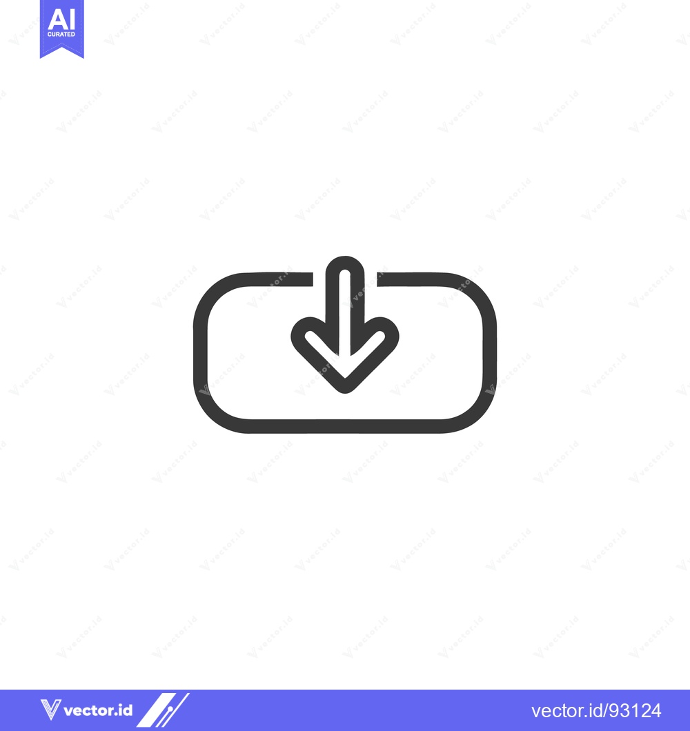 Premium Vector of Sleek Download Icon: Modern Design with Arrow and Rounded Rectangle