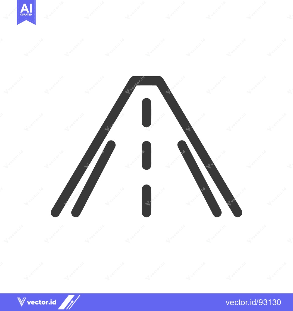 Premium Vector of Minimalist Road Icon: Perspective View with Dashed Center Line on Whit