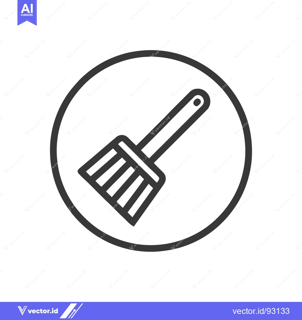 Premium Vector dari Minimalist Broom Icon in Circle, Cleaning Symbol, Vector Illustration