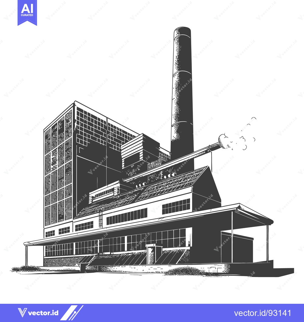 Premium Vector dari An Illustration Depicting an Industrial Complex with a Large Chimney