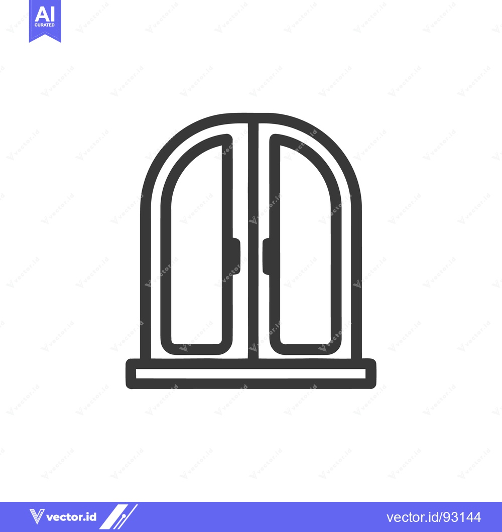 Premium Vector of Minimalist Arched Window Icon, Dark Outline on White Background