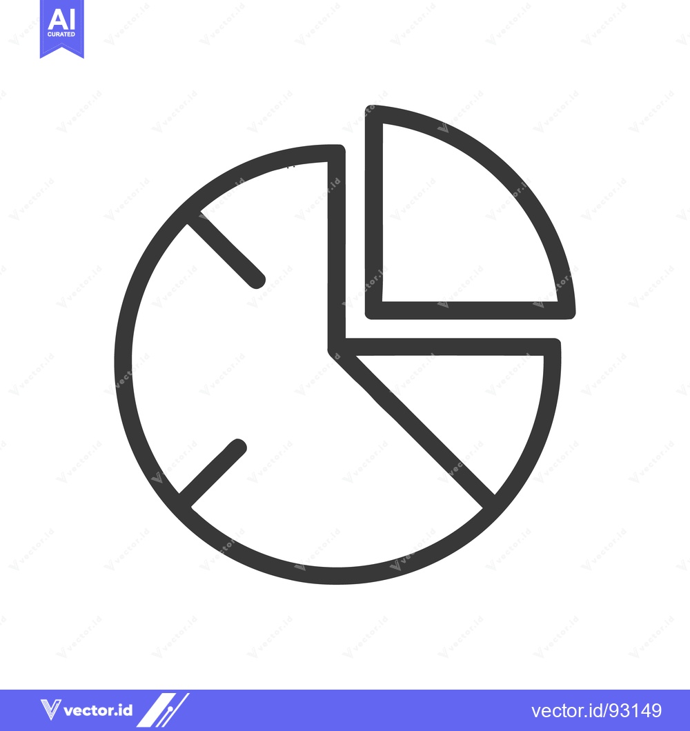 Premium Vector of Simple Pie Chart Icon with Three Segments, Dark Gray Outline on White