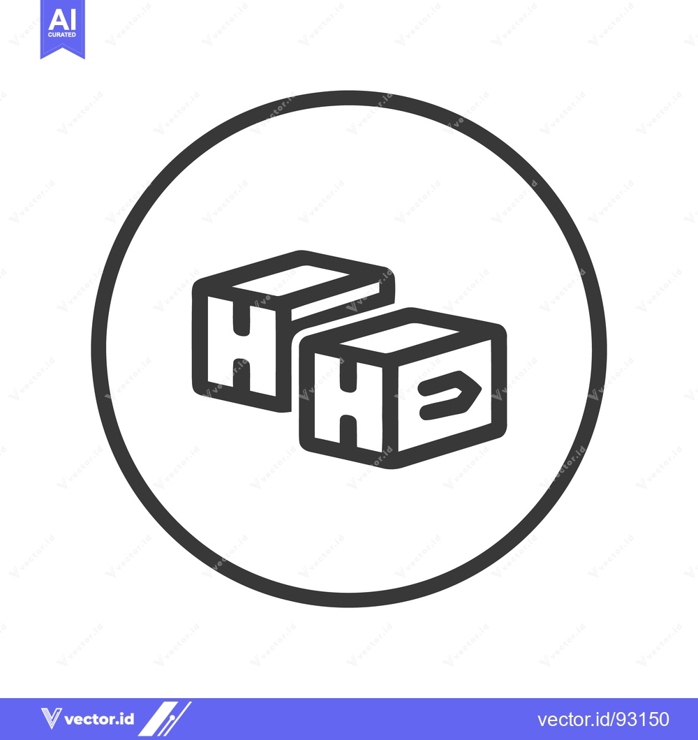 Premium Vector dari Minimalist Icon of Two Interlocked Boxes Inside Circle, Logistics Conc