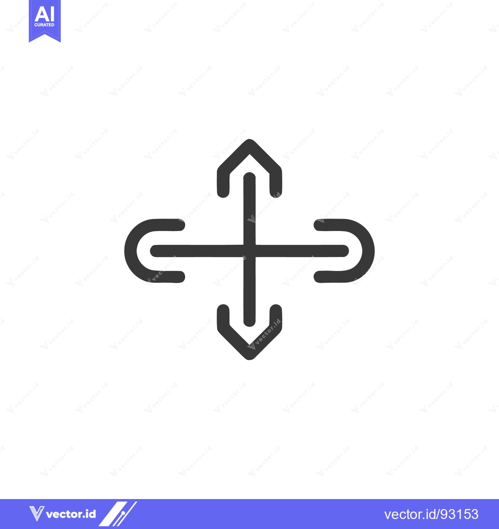 Premium Vector of Expand Icon: Four-Way Arrow Symbol for Resizing and Movement