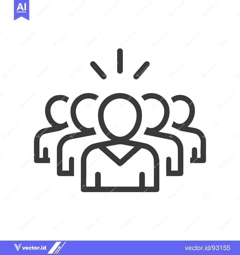 Premium Vector dari Teamwork Icon: Leader Inspiring Group, Line Art Symbol