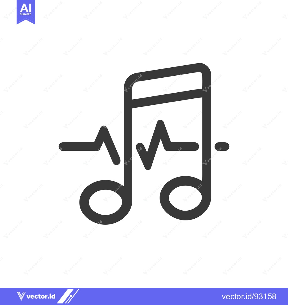 Premium Vector dari Musical Note with Heartbeat Line, Creative Icon Design, Isolated on Wh