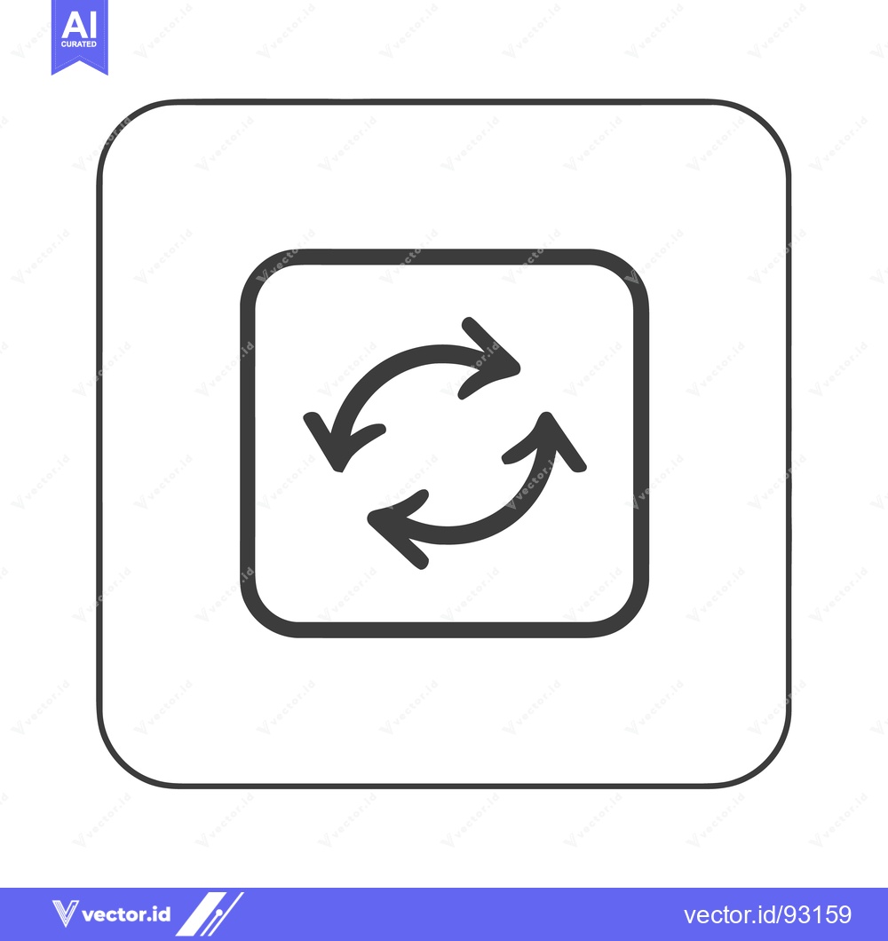 Premium Vector dari Circular Arrows in Rounded Square: Simple Black and White Icon