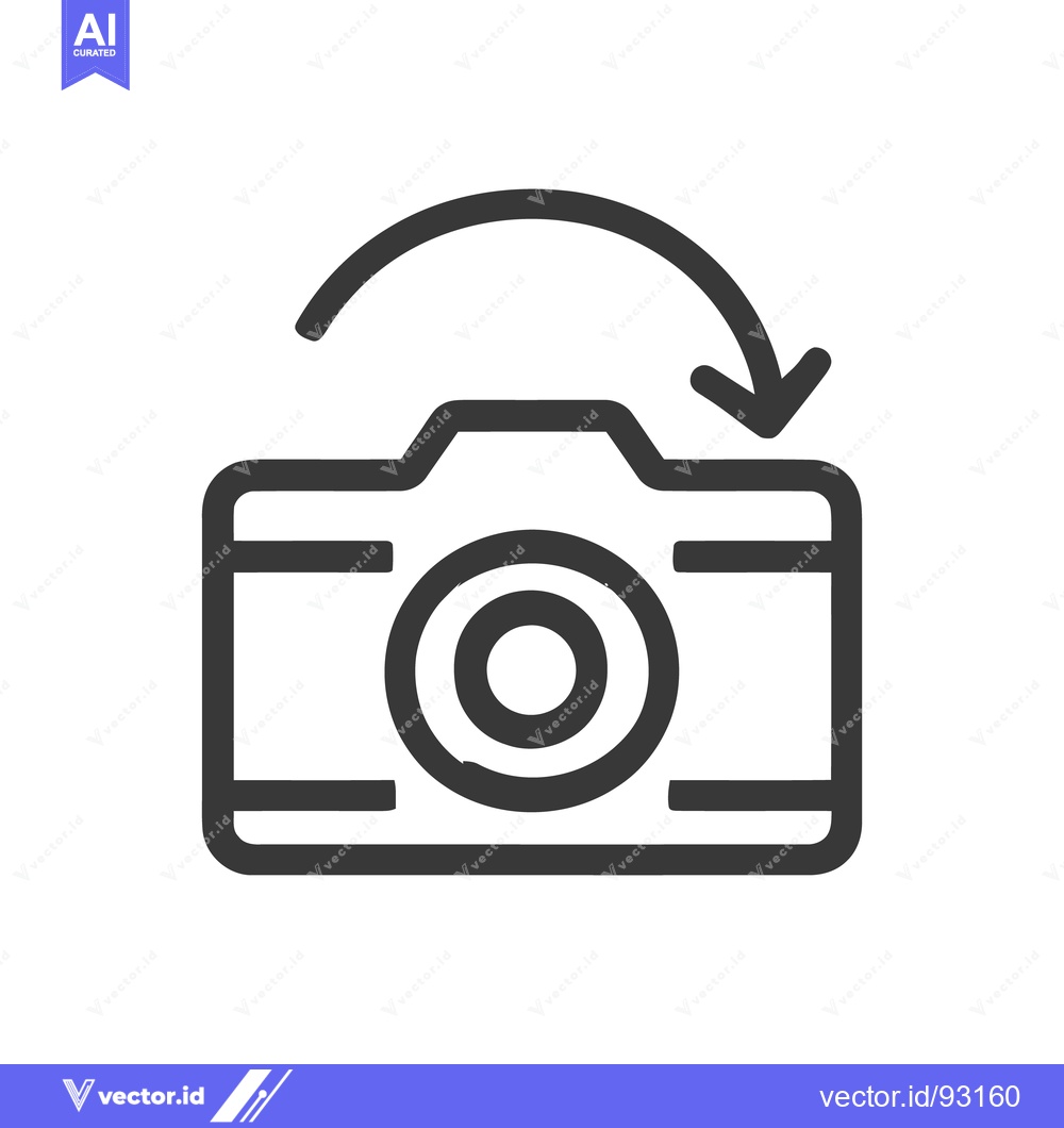 Premium Vector of Camera Rotation Icon: Simple Photography Symbol with Curved Arrow