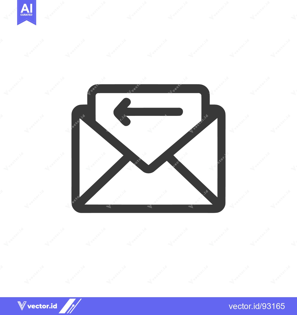Premium Vector dari Simple Dark Gray Outline Icon of an Open Envelope with Arrow
