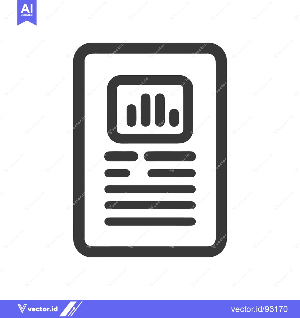 Premium Vector of Minimalist Report Icon with Bar Graph and Text Content