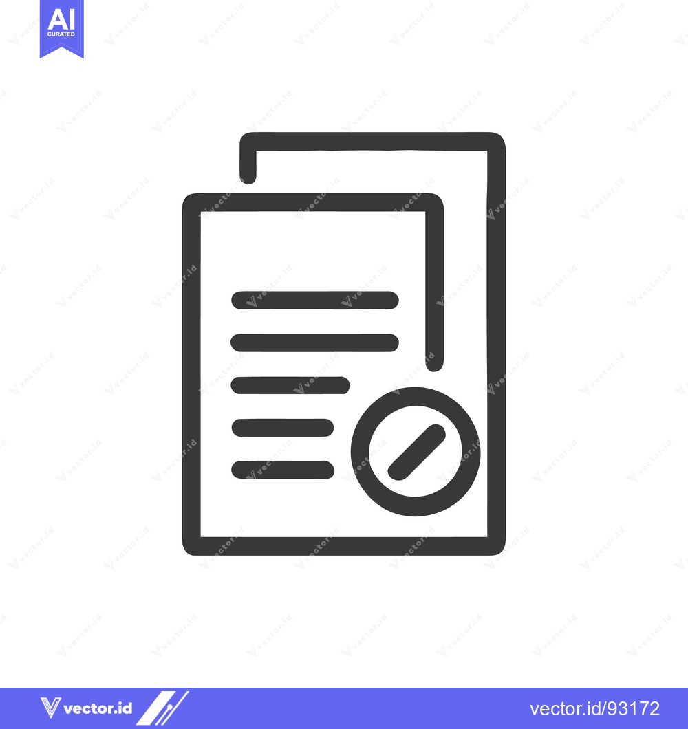 Premium Vector dari Document Approval Icon: Stacked Papers with Checkmark, Dark Gray Outli