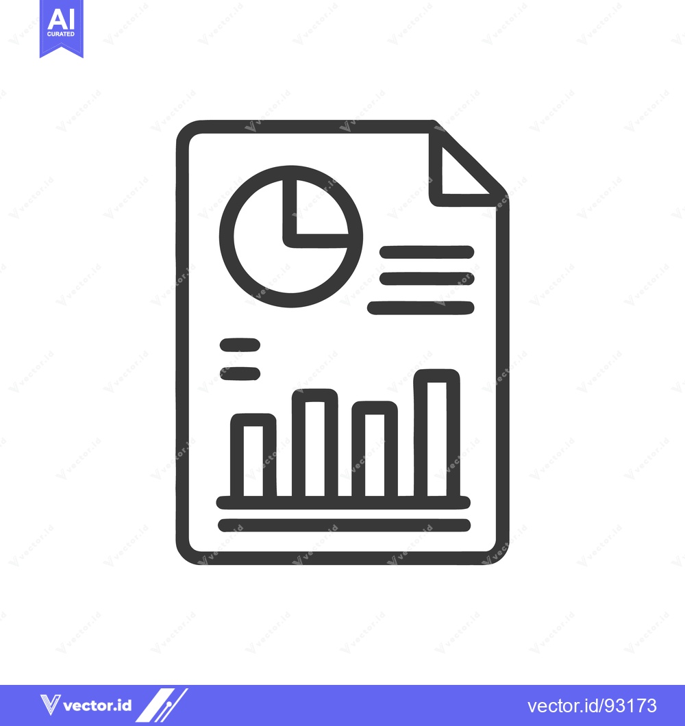 Premium Vector of Financial Report Icon with Pie Chart and Bar Graph on Paper