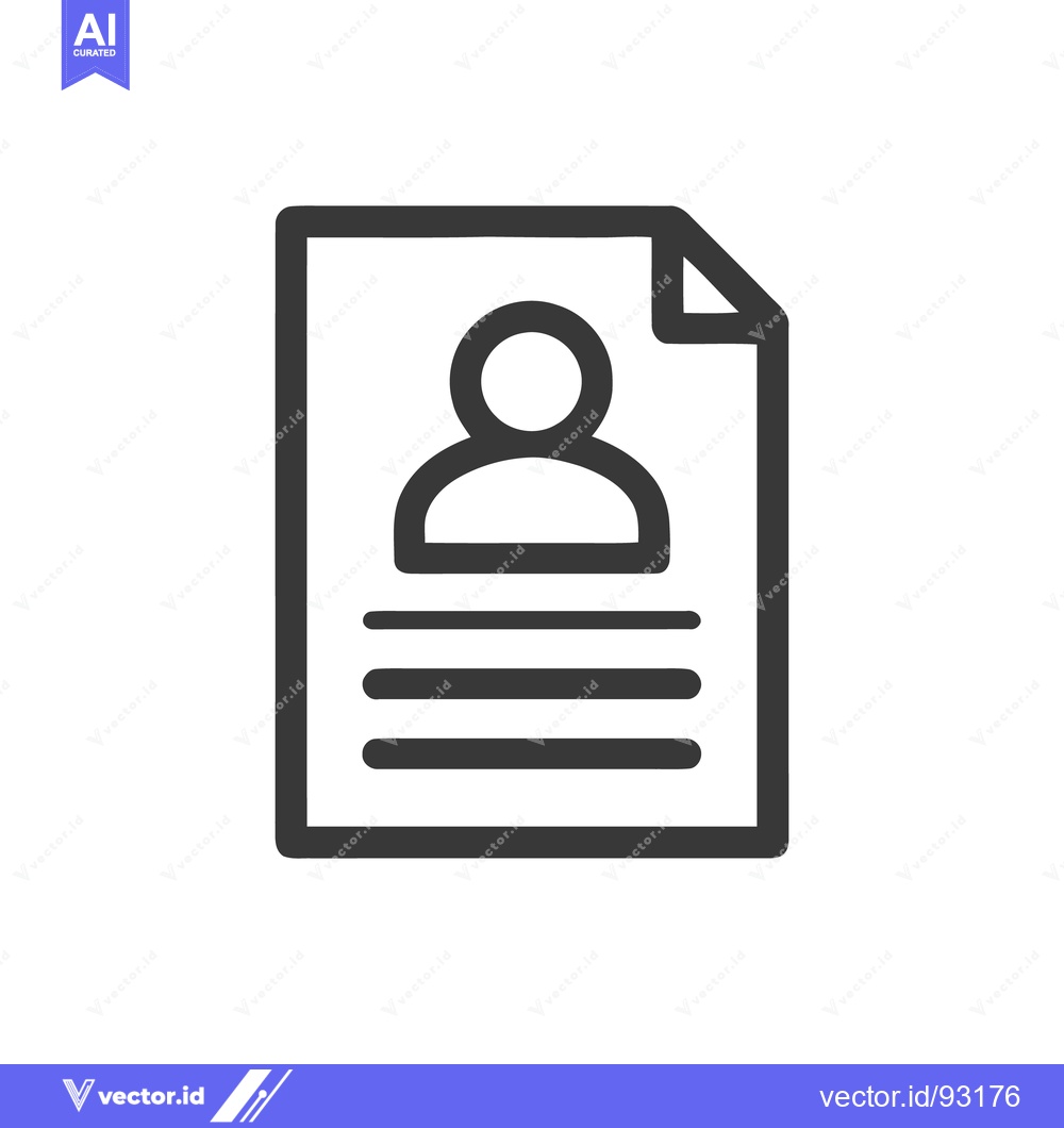 Premium Vector of Minimalist Resume Icon: Person on Document with Text Lines, Modern Des