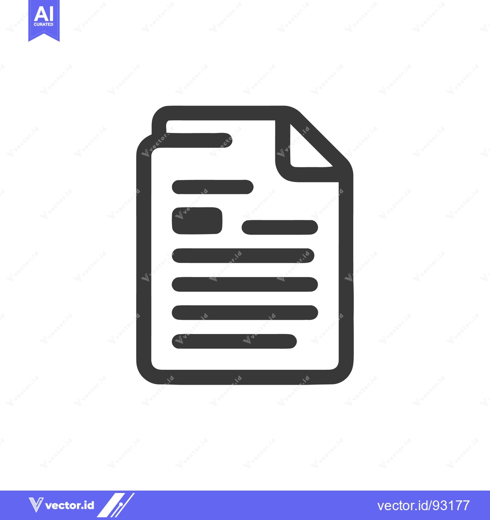 Premium Vector dari Stylized Document Icon with Folded Corner and Text Blocks, Dark Gray o