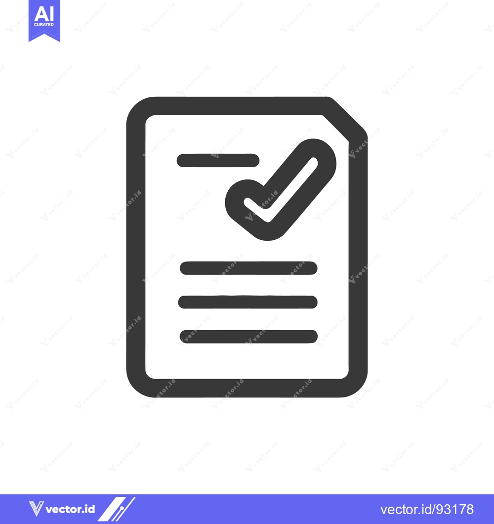 Premium Vector dari Completed Document Icon: Dark Gray File with Checkmark Symbol on White