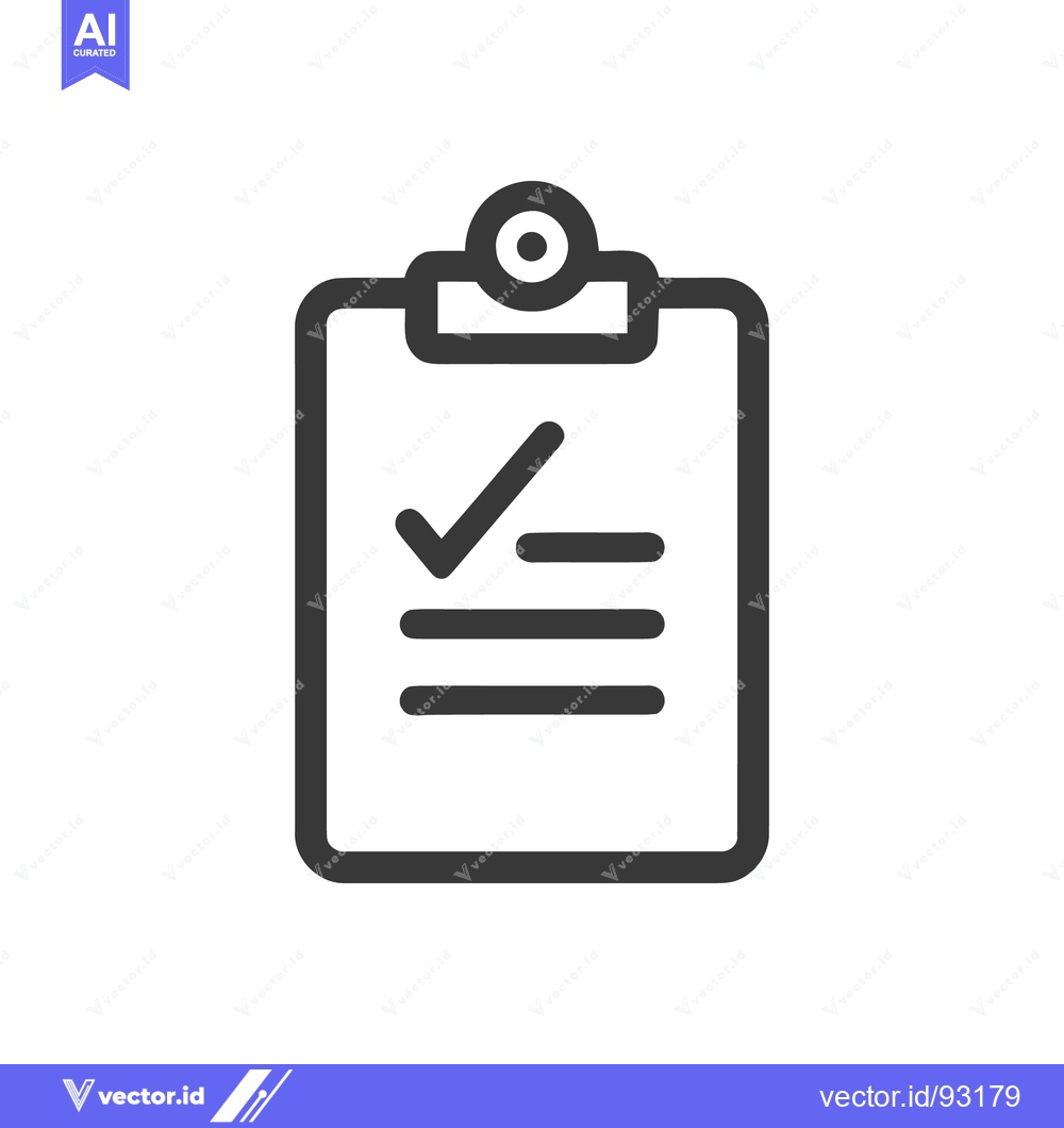 Premium Vector dari Completed Checklist Icon: Dark Gray Clipboard with Checkmark and Lines