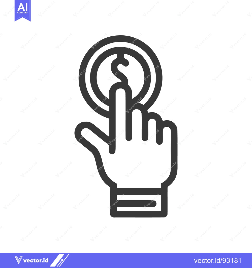Premium Vector dari Click for Money: Hand Tapping Dollar Coin Icon