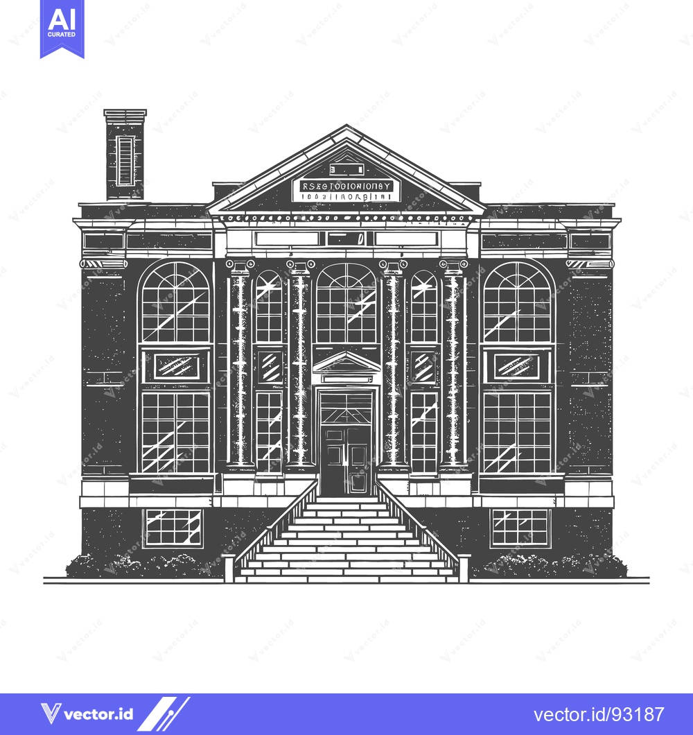 Premium Vector of A detailed black and white architectural illustration of a grand build