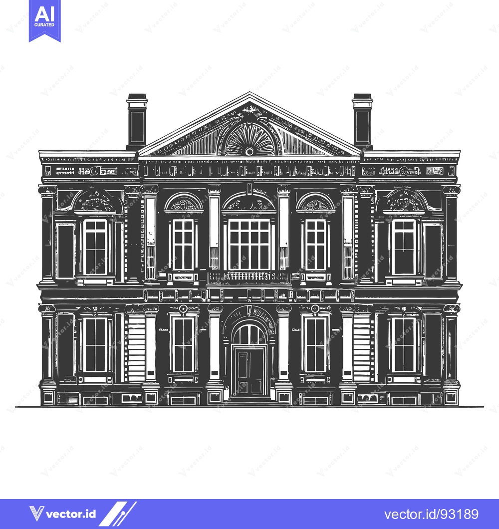 Premium Vector dari Elegant stately monochrome facade of a grand historic building