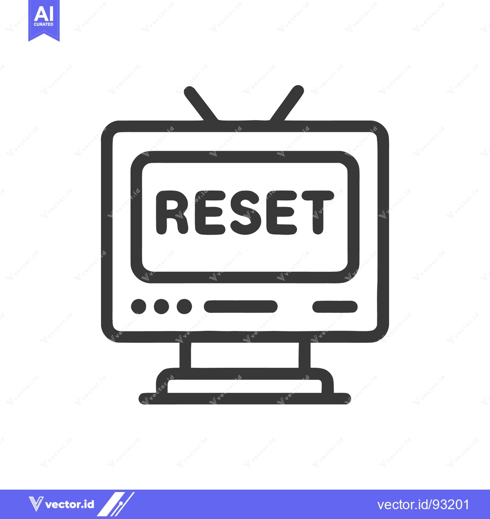 Premium Vector of Retro Television Icon with "RESET" Text Displayed on Screen, Isolated