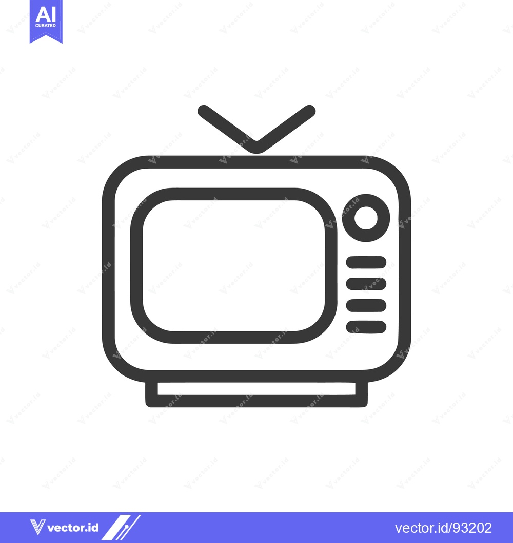 Premium Vector of Retro Television Icon: Vintage Design with Antenna and Buttons, Outlin