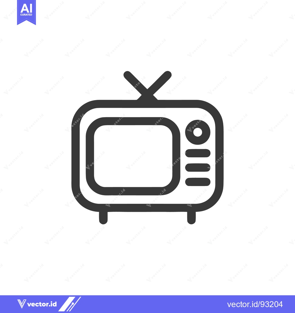 Premium Vector of Retro Television Icon: Simple, Bold Design on White Background
