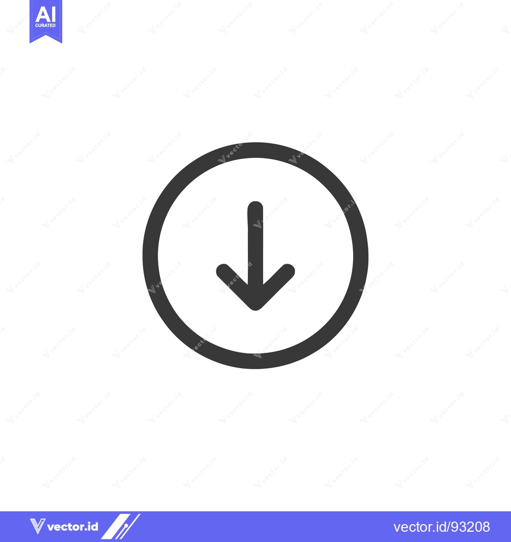 Premium Vector dari Simple Dark Gray Download Arrow Icon in Circle on White Background