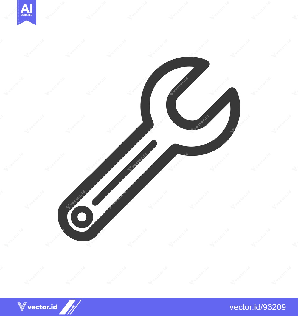 Premium Vector dari Minimalist Spanner Icon: Bold Outline on White Background, Repair Tool