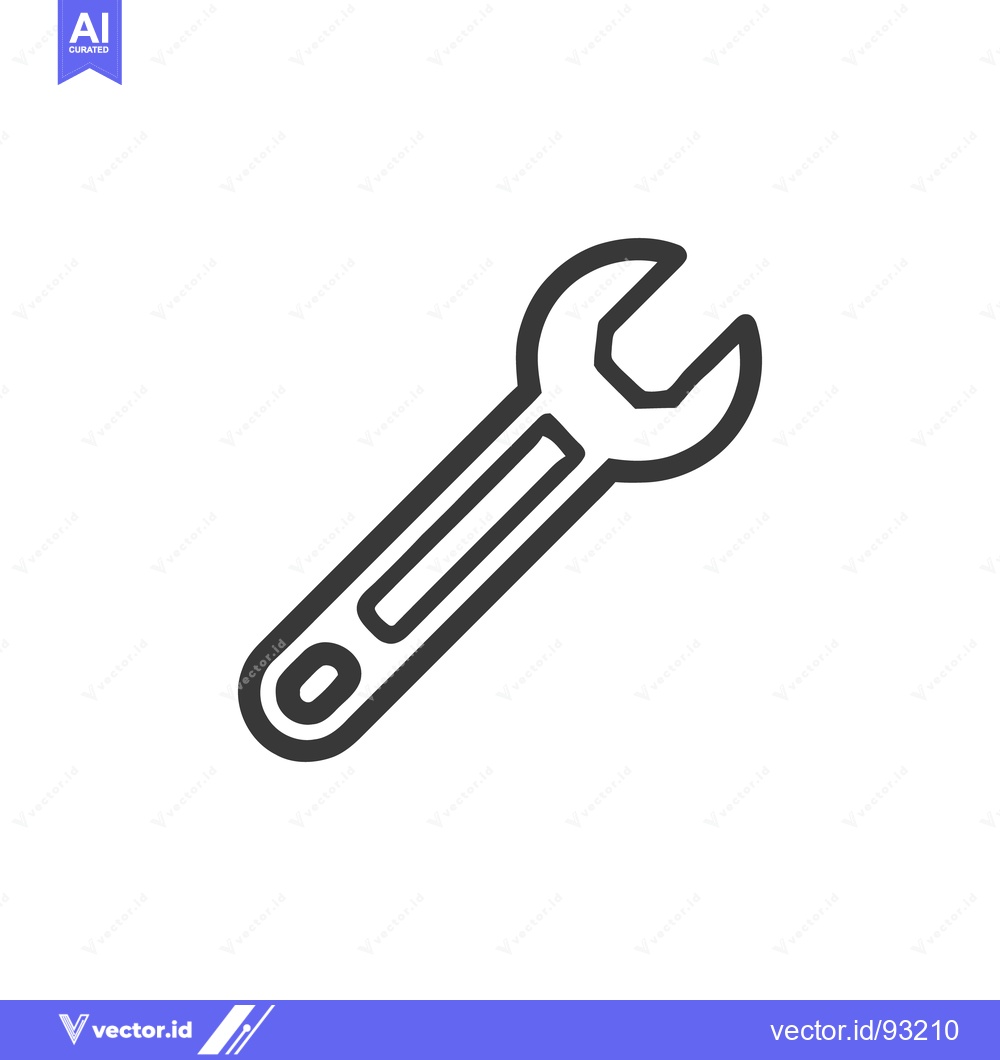 Premium Vector dari Minimalist Wrench Icon: Bold Outline on White Background, Tool Symbol