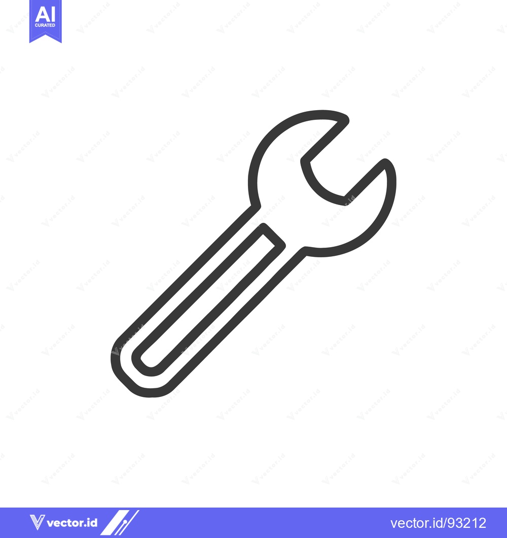 Premium Vector dari Minimalist Wrench Icon: Bold Outline on White Background, Repair Tool