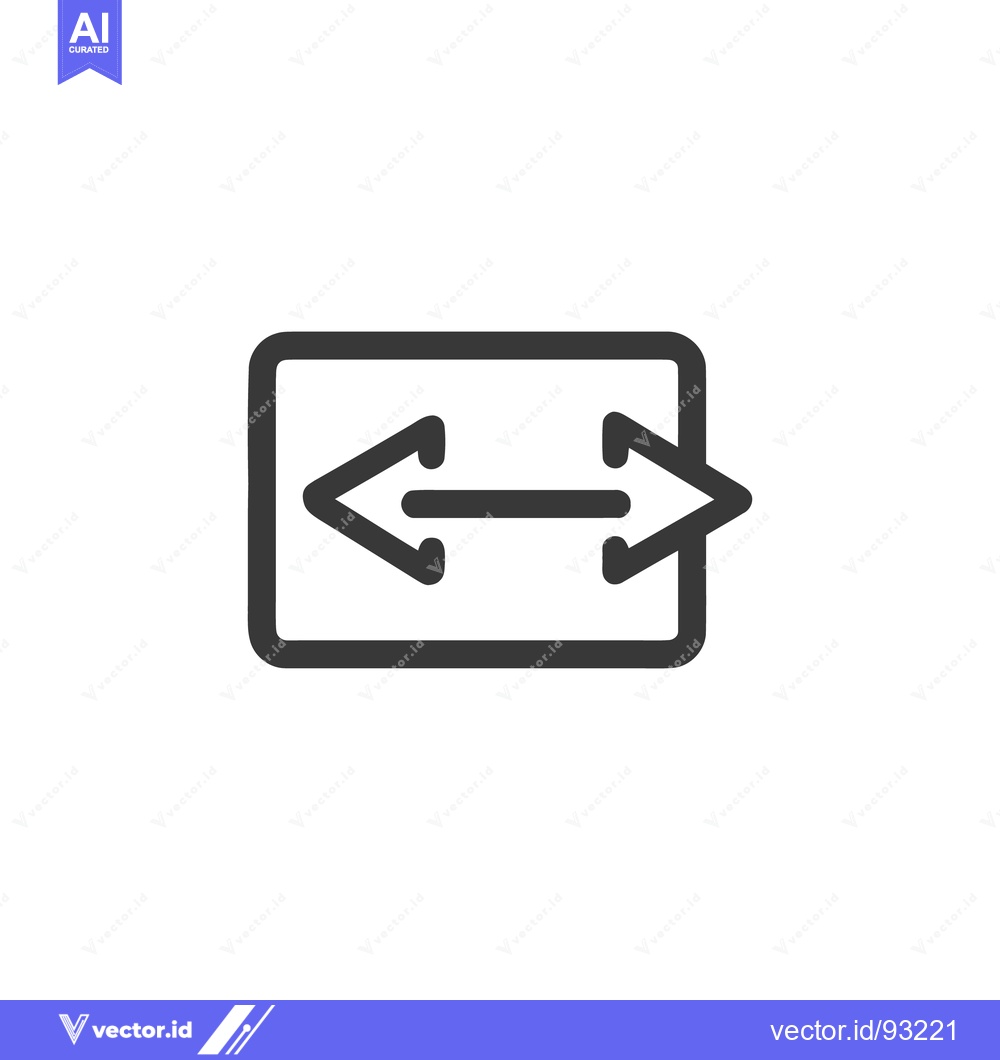 Premium Vector of Simple Black Arrow Icon Pointing Left and Right in Box