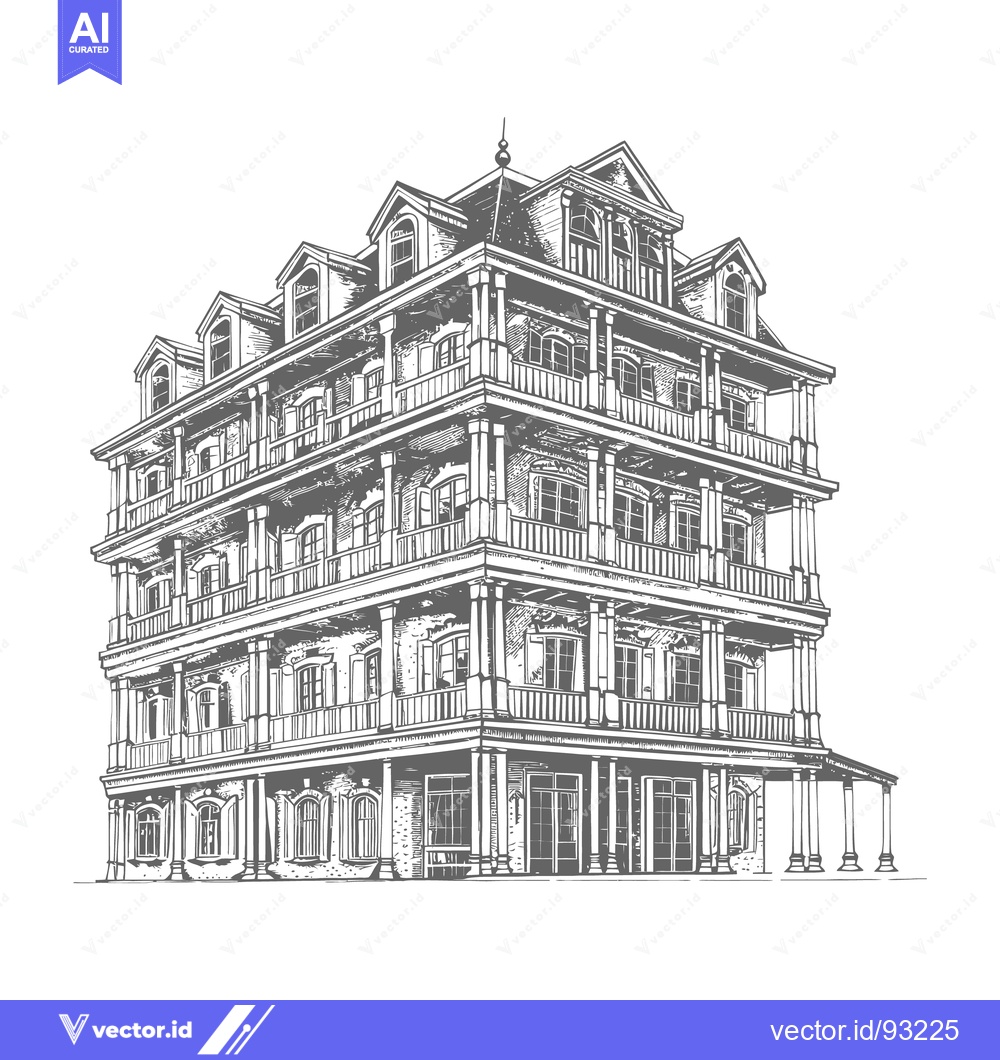 Premium Vector of A detailed illustration of a tall multi story building structure