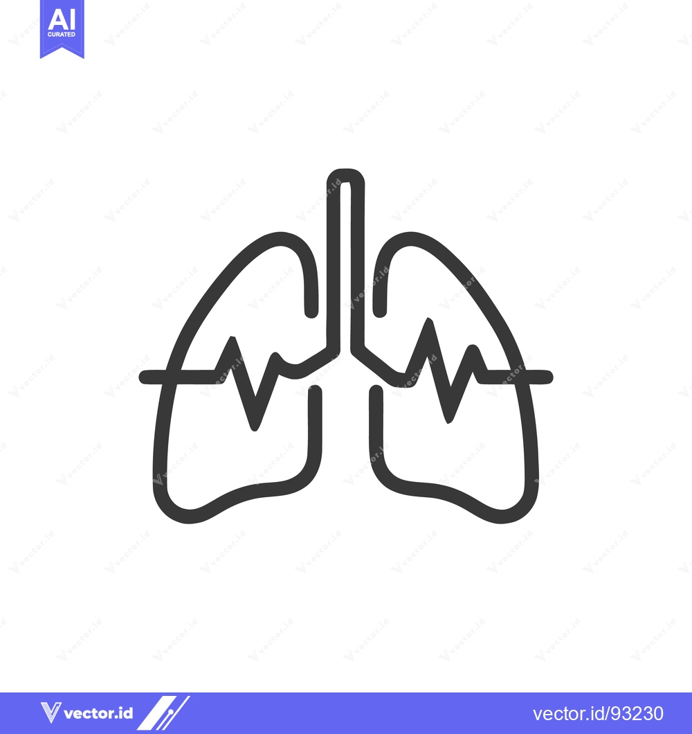 Premium Vector of Lungs with Heartbeat Line Icon, Medical Concept, Minimalist Design