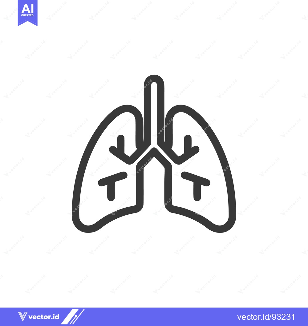 Premium Vector dari Lungs Icon with Arrows, Respiratory System, Minimalist Design