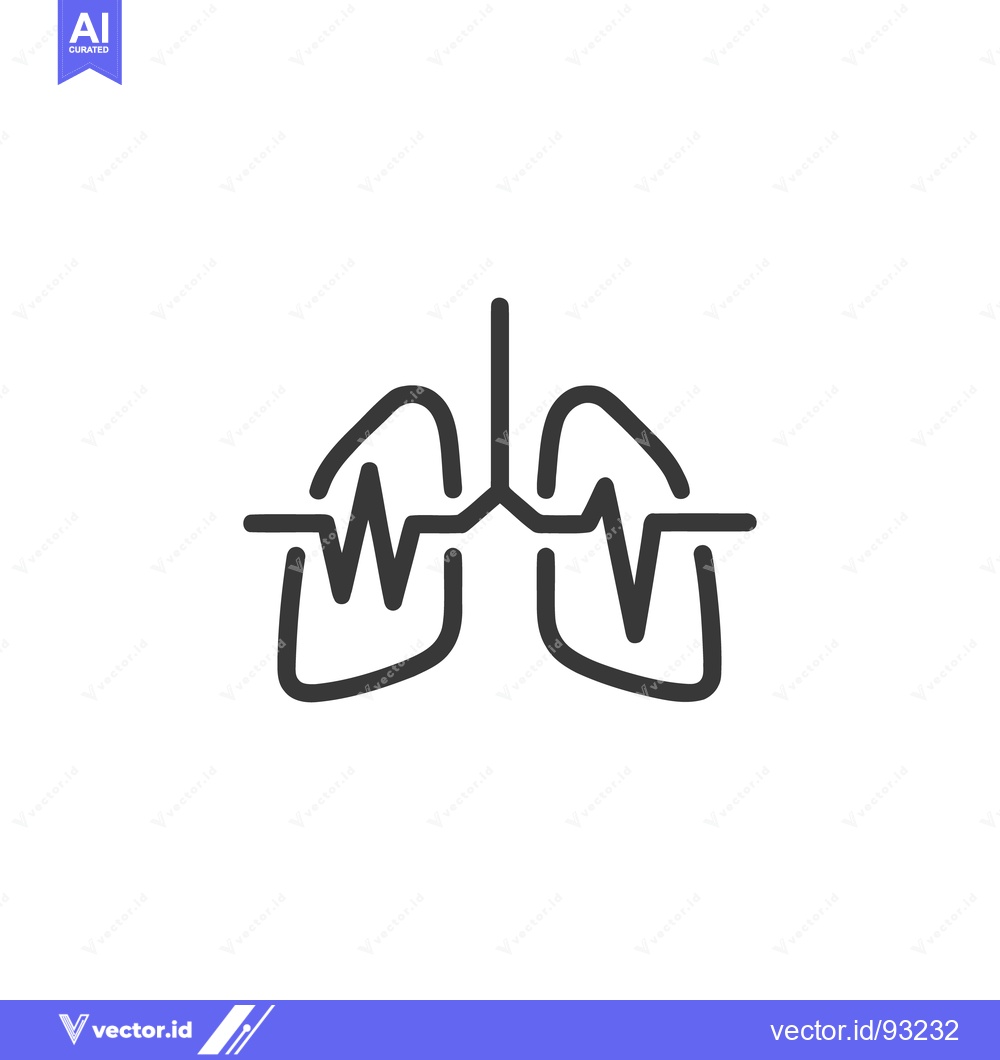 Premium Vector of Lungs with Heartbeat Line Art: Respiratory Health Icon