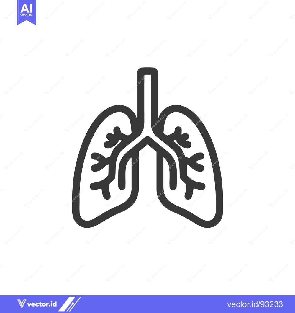 Premium Vector of Minimalist Lungs Icon: Human Respiratory System Outline on White Backg