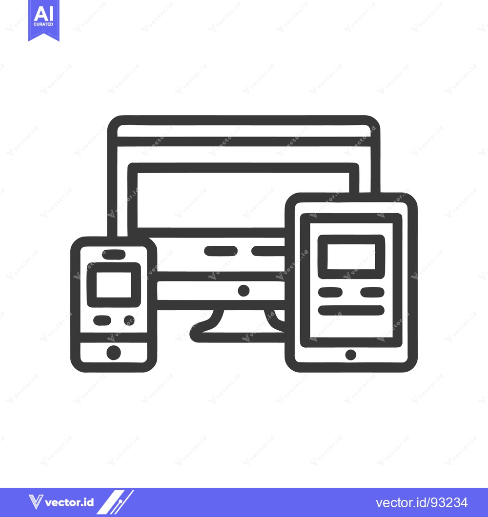 Premium Vector dari Responsive Design Icon: Computer, Tablet, and Smartphone Outline